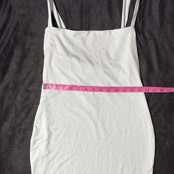 Oh Polly Mint-Green Bodycon Maxi Dress • Lace-Up Bust, Square Neck Sz US 10 - Picture 6 of 11